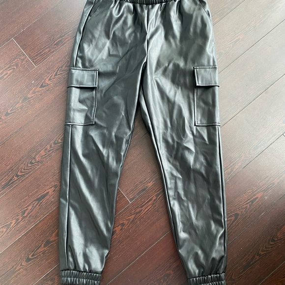 Steve Madden Faux Leather Cargo Joggers - Picture 2 of 4